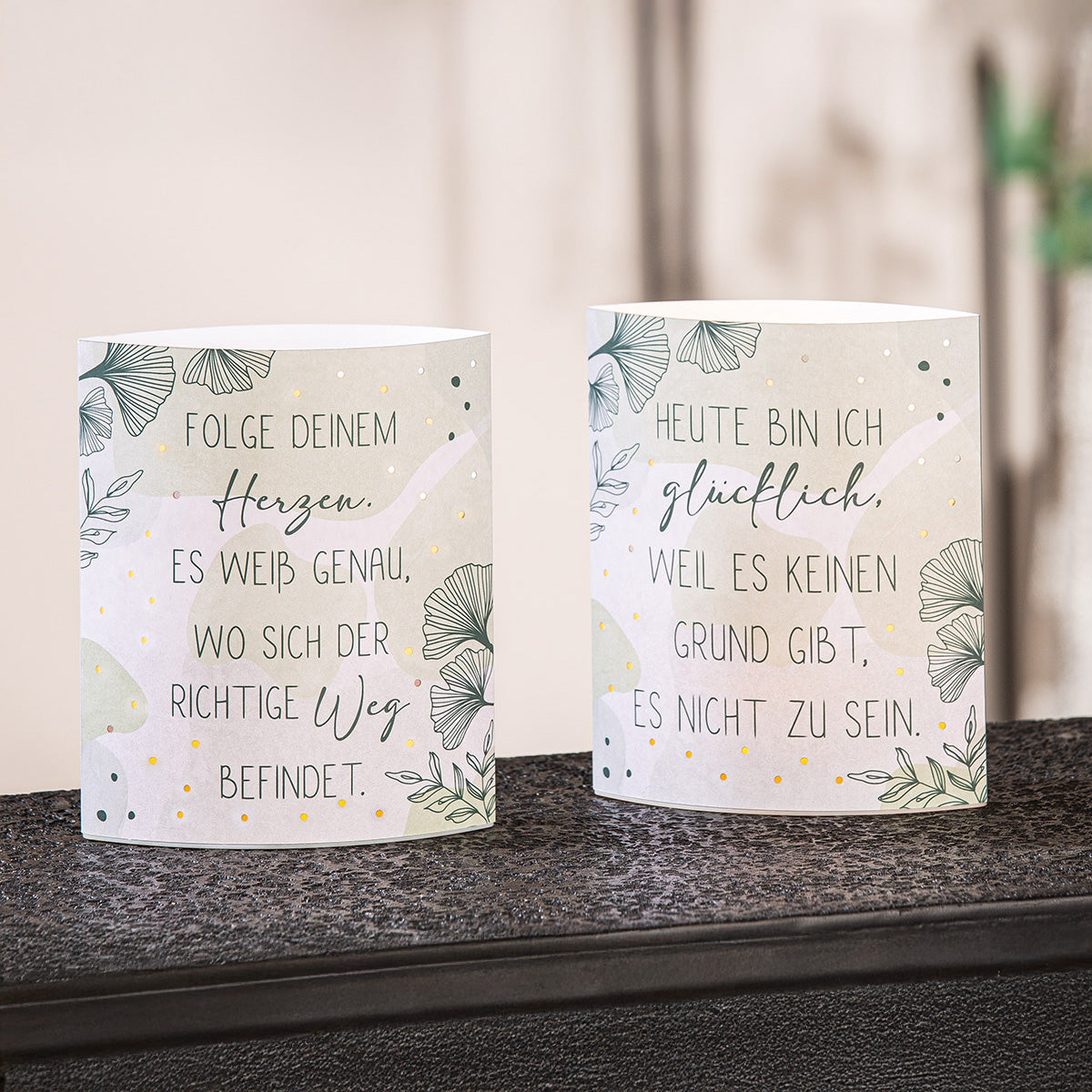 LED–Dekoleuchte mit Spruch