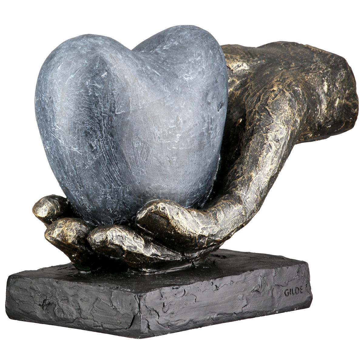 Skulptur Hand mit Herz bronzefarben