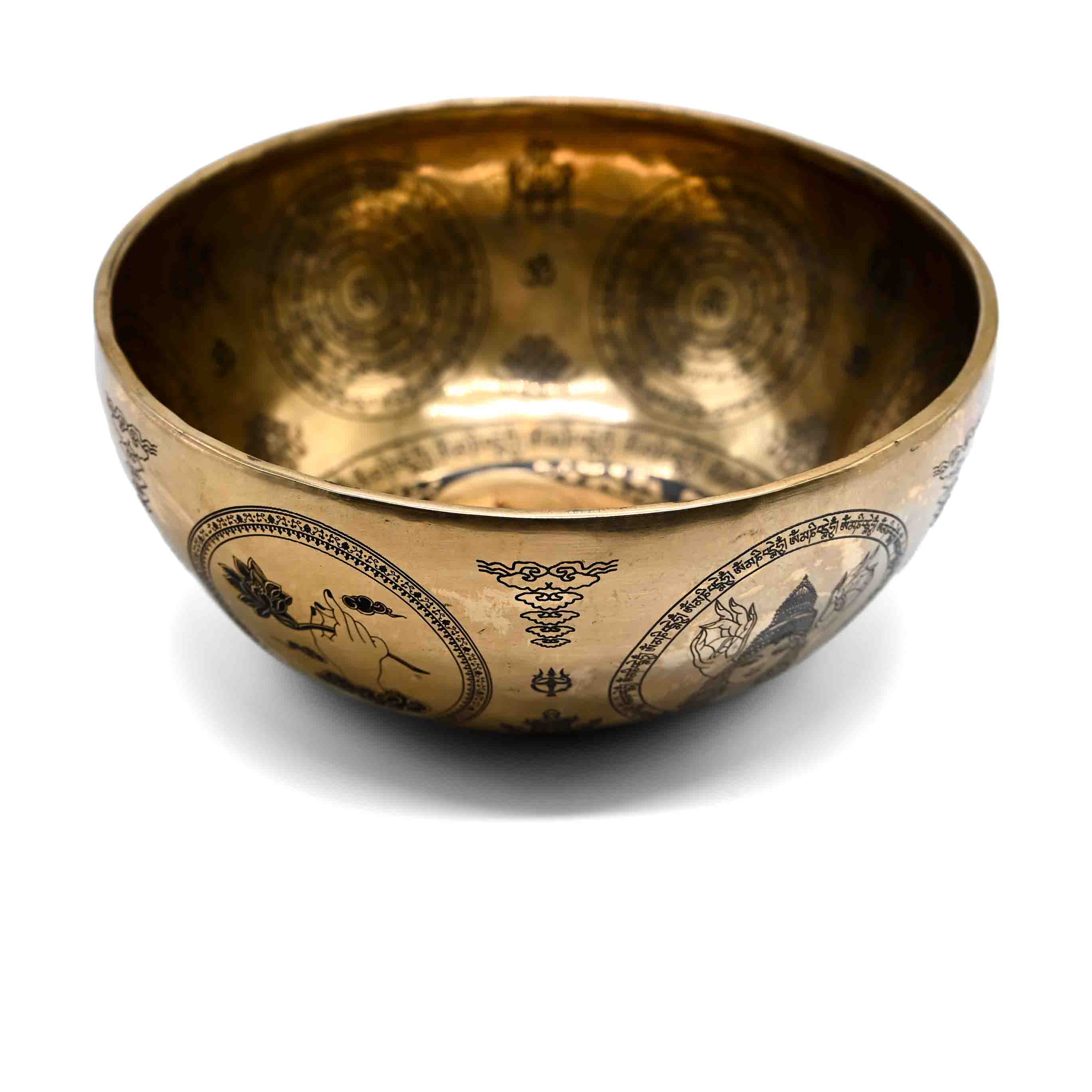 Campana tibetana incisa con figura di Buddha – 26 cm
