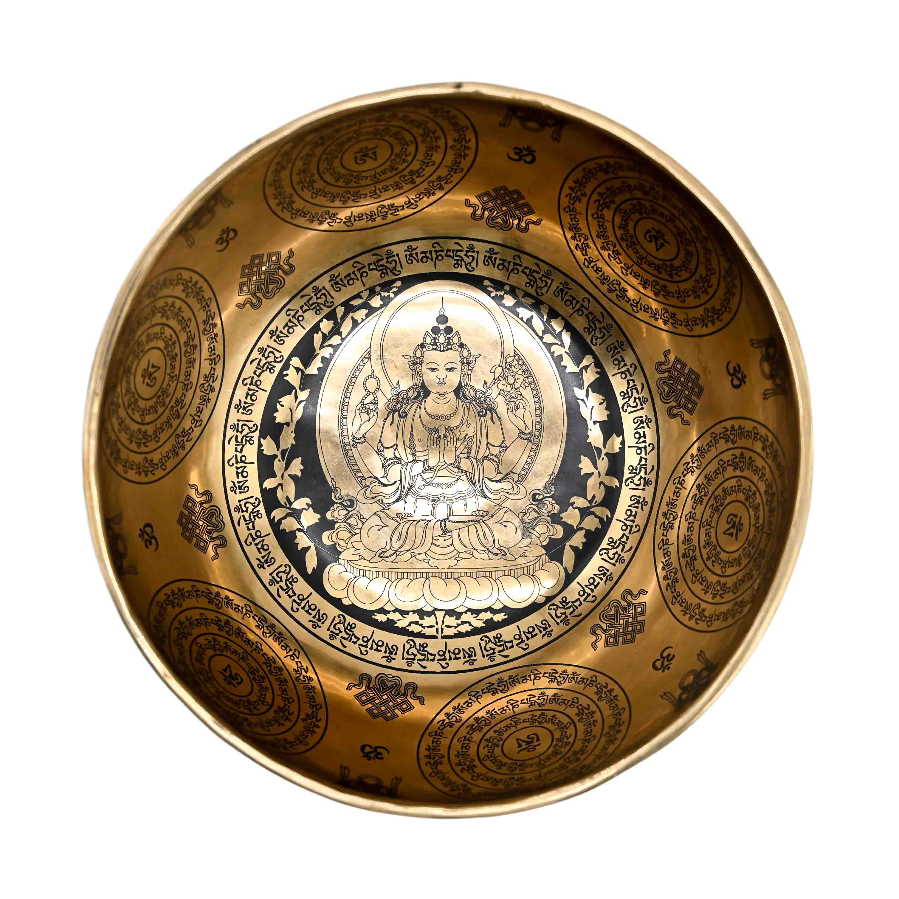 Campana tibetana incisa con figura di Buddha – 26 cm