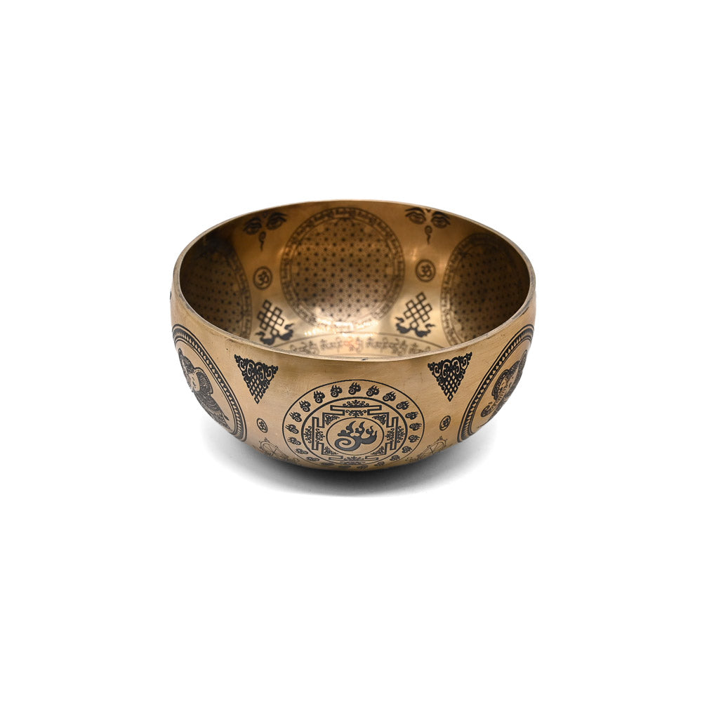 Klangschale Gold mit schwarzer Gravur, Ø 18 cm