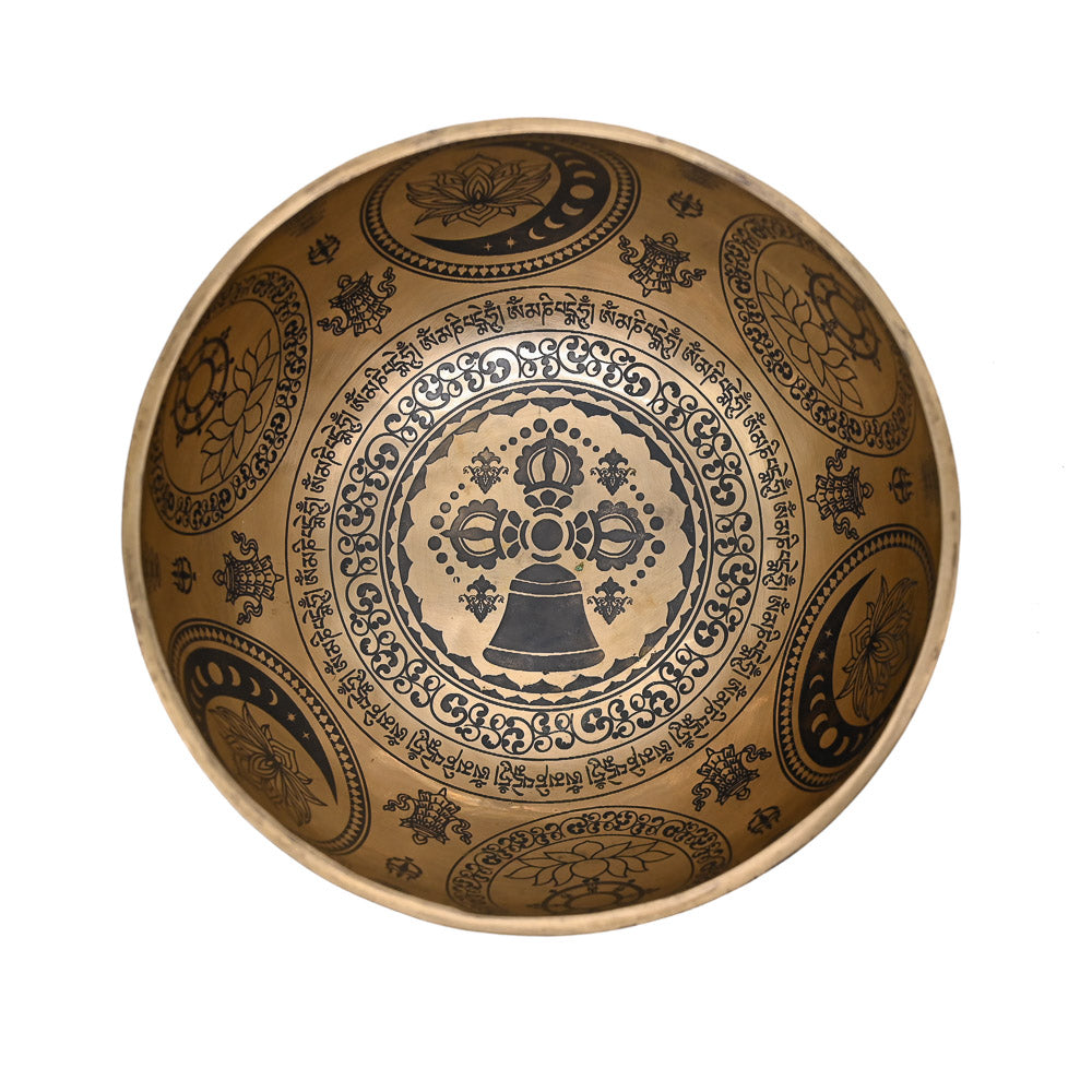 Klangschale Gold mit schwarzer Gravur, Ø 19.5 cm