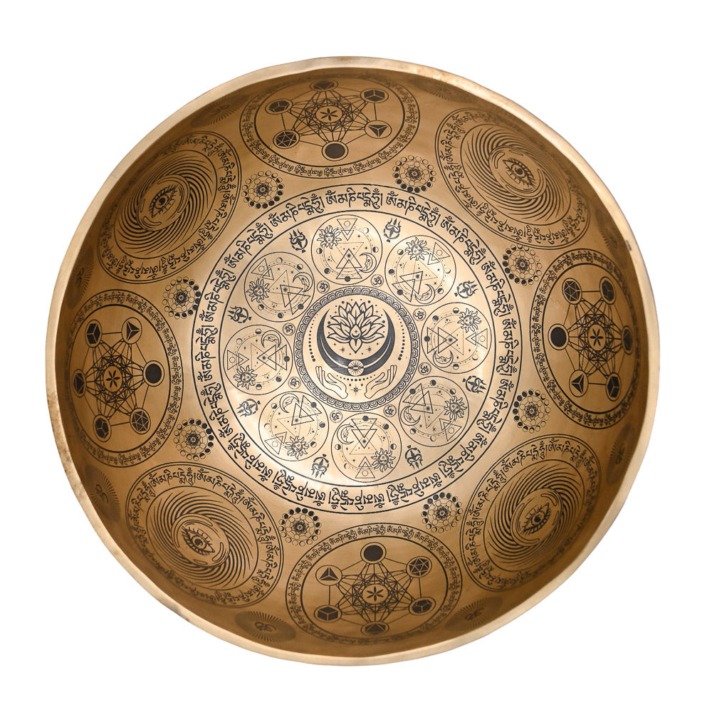 Klangschale Gold Ø 36 cm mit schwarzer Gravur