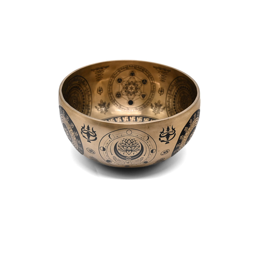 Klangschale Gold mit schwarzer Gravur, Ø 19 cm