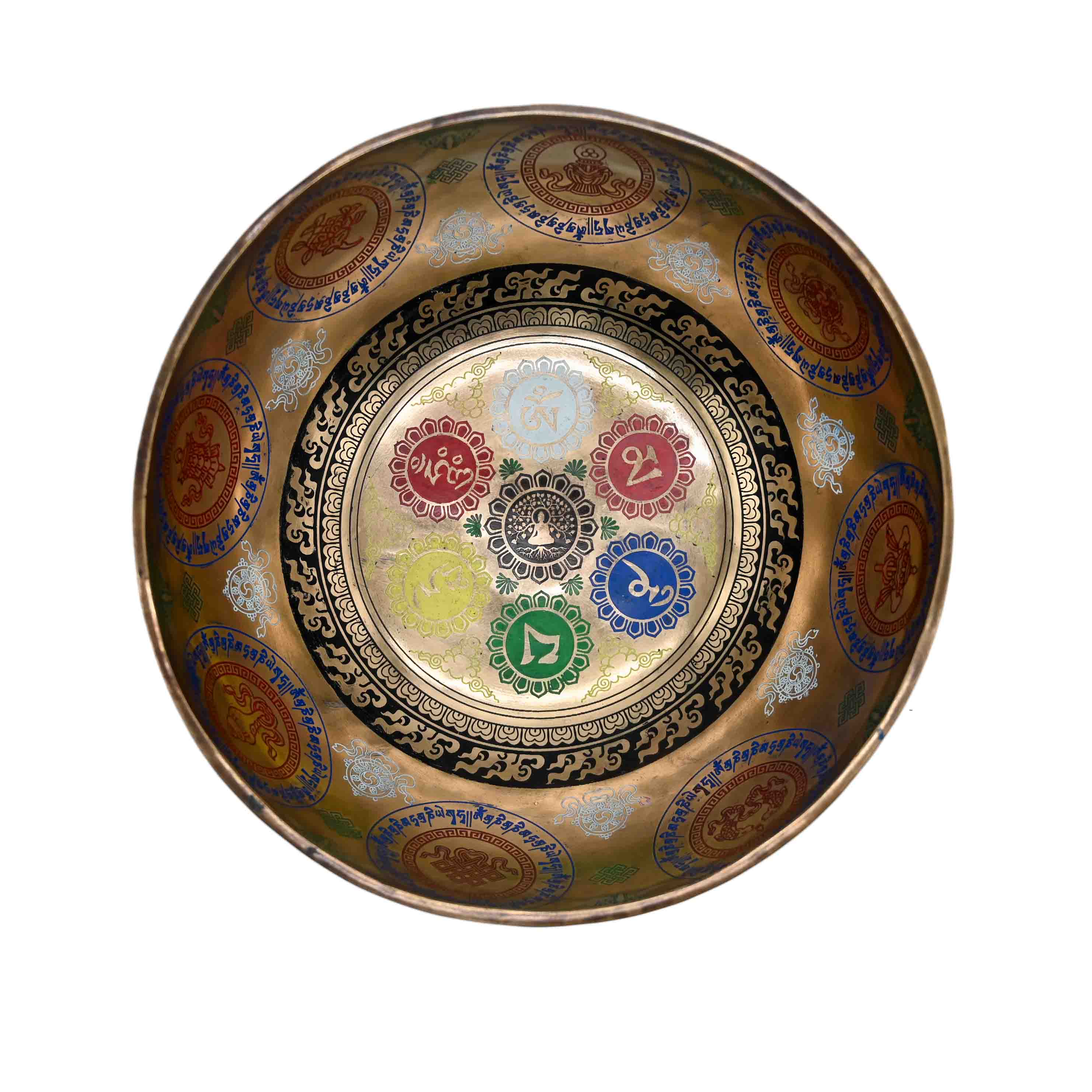 Campana tibetana incisione colorata – 29,5 cm