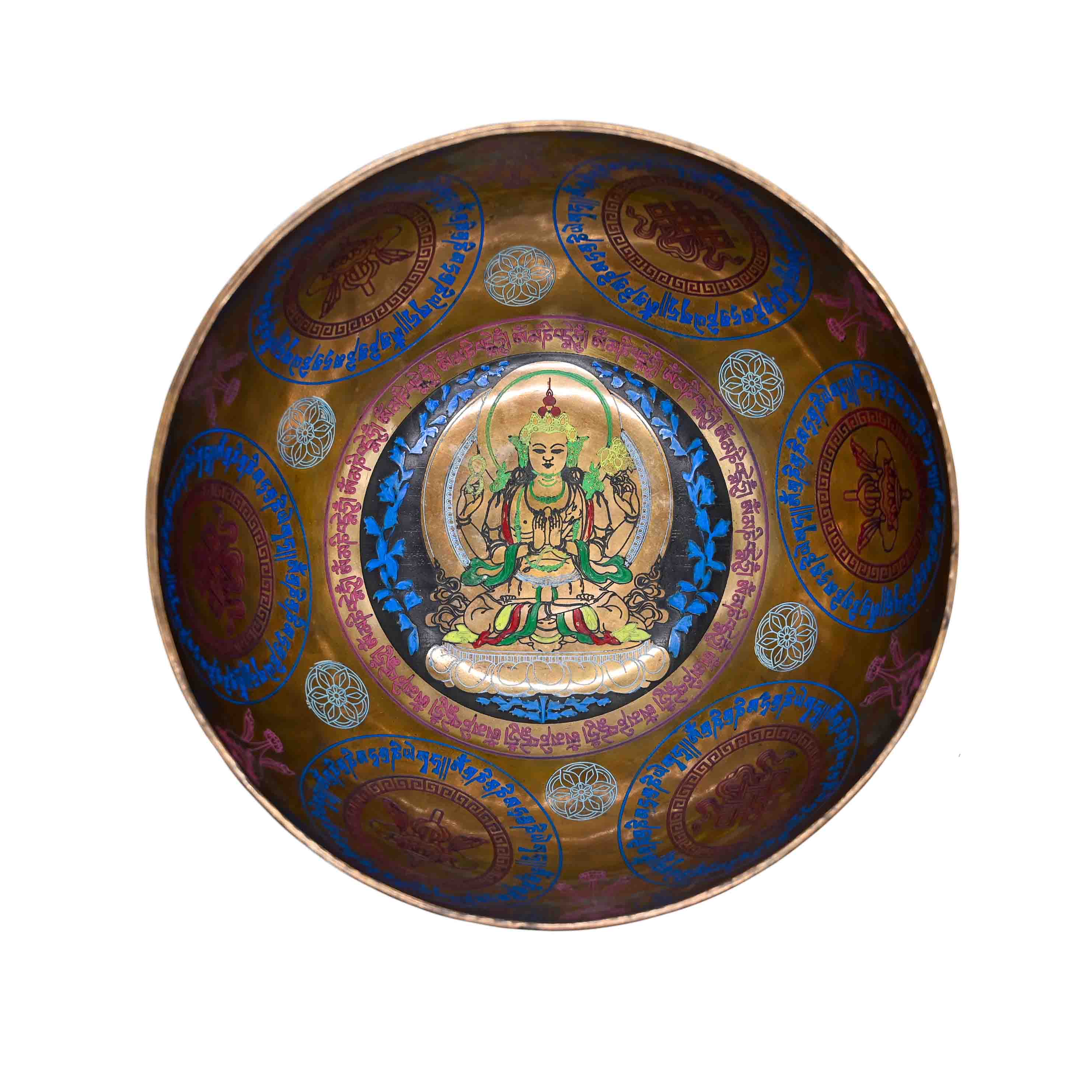 Bol chantant gravure Bouddha colorée – 26 cm