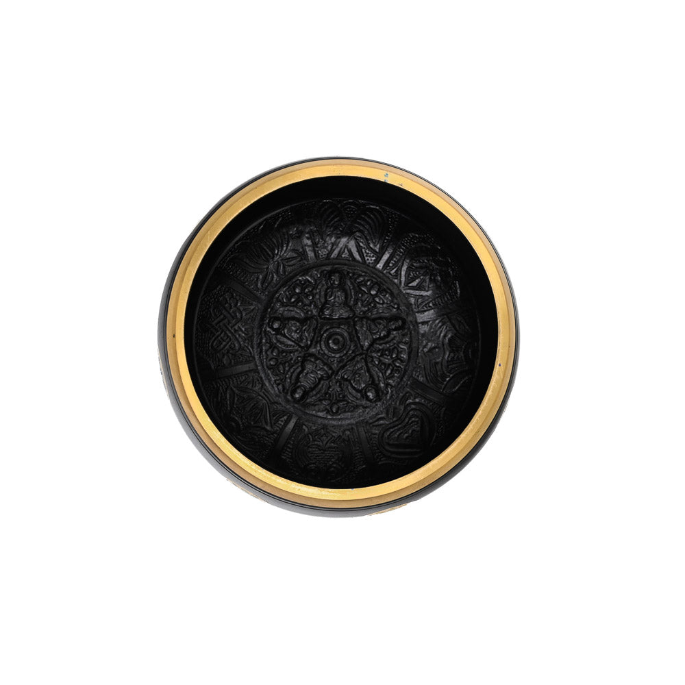 Klangschale mit Chakra-Gravur Ø 17 cm – schwarz