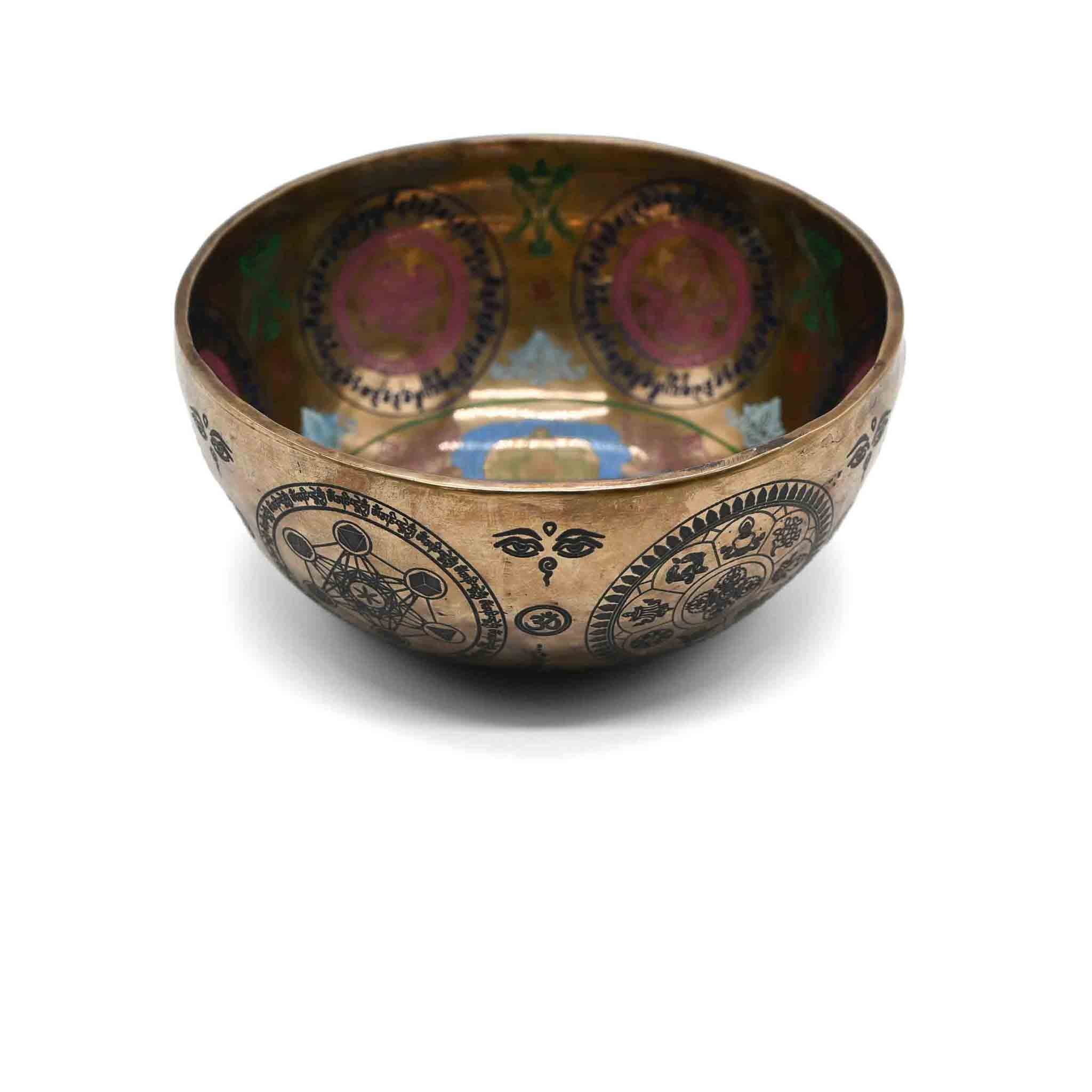 Campana tibetana incisione colorata – 21 cm