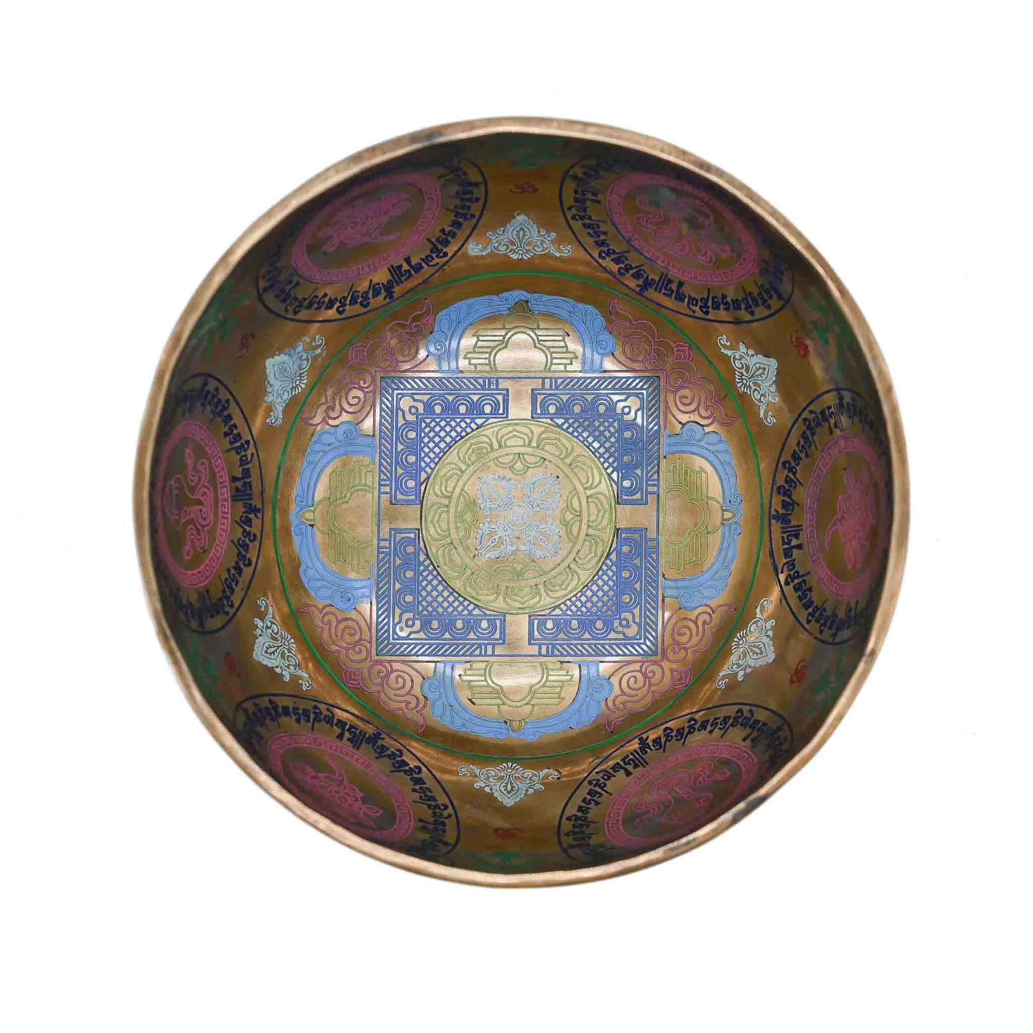 Campana tibetana incisione colorata – 21 cm