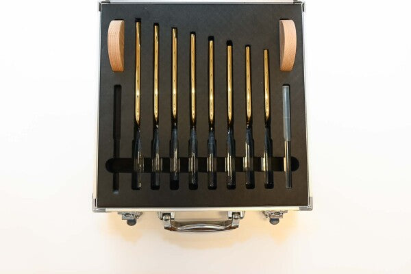 Kristall Stimmgabel Set Gold mit Koffer
