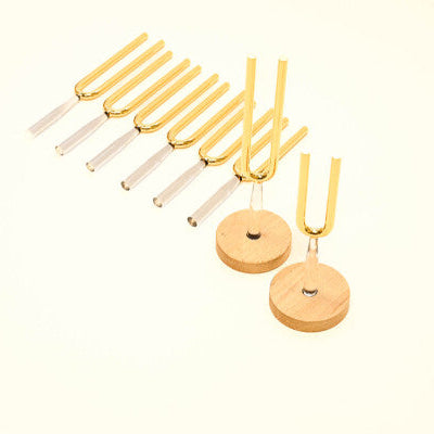 Kristall Stimmgabel Set Gold mit Koffer
