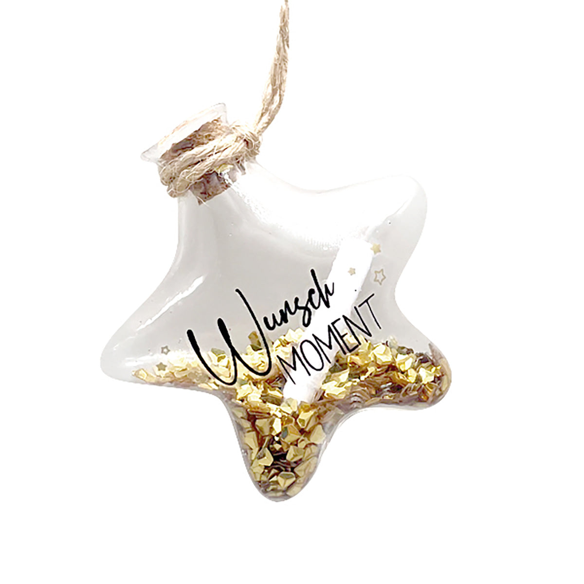 Geschenkanhänger Glücksstern aus Glas mit Spruch