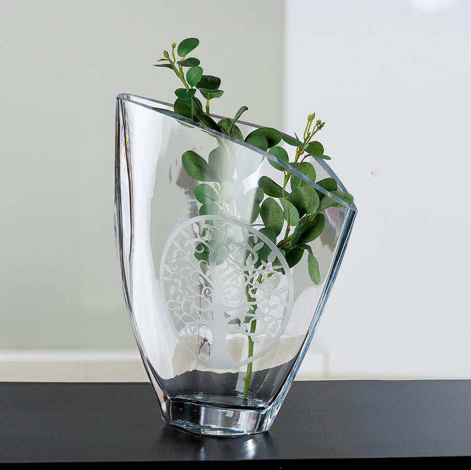 Bol chantant en cristal vert-rose clair