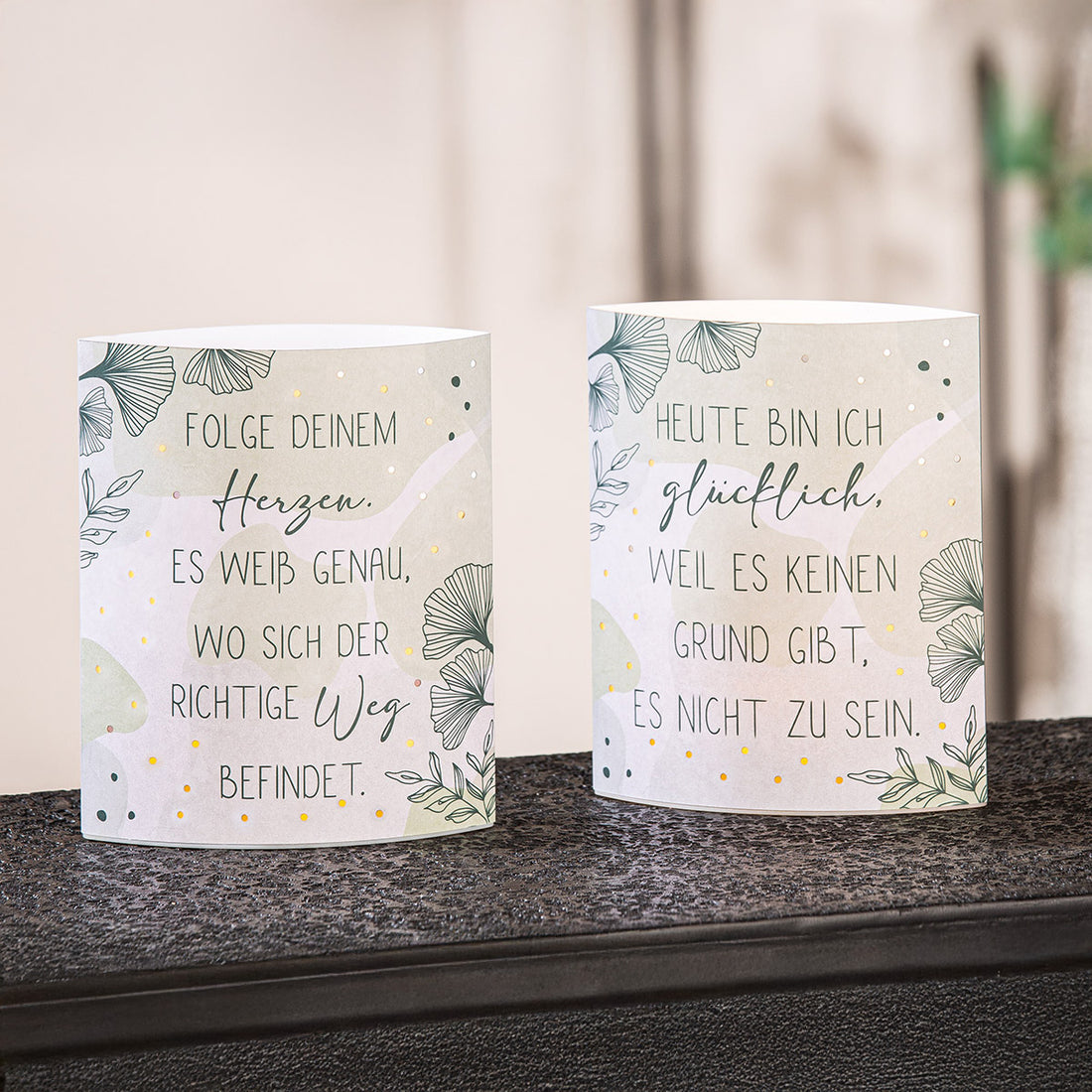 LED–Dekoleuchte mit Spruch
