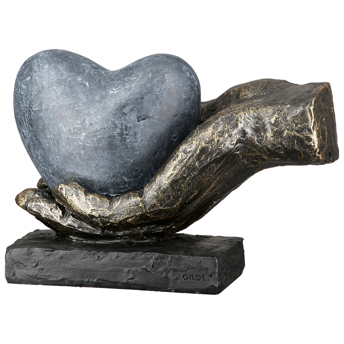 Skulptur Hand mit Herz bronzefarben