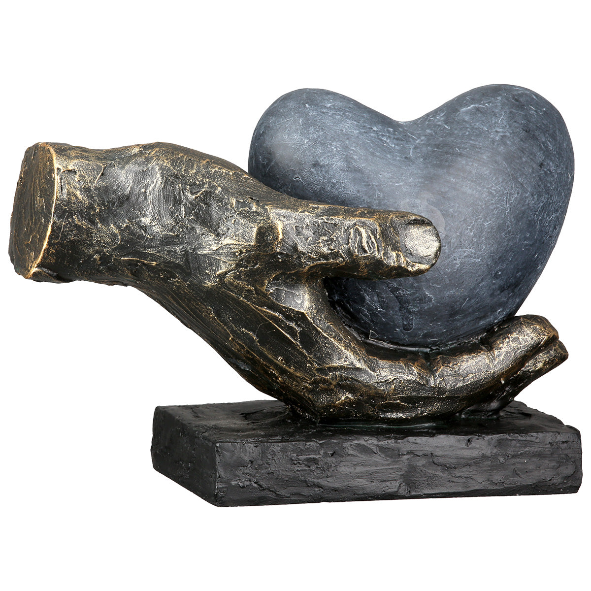 Skulptur Hand mit Herz bronzefarben