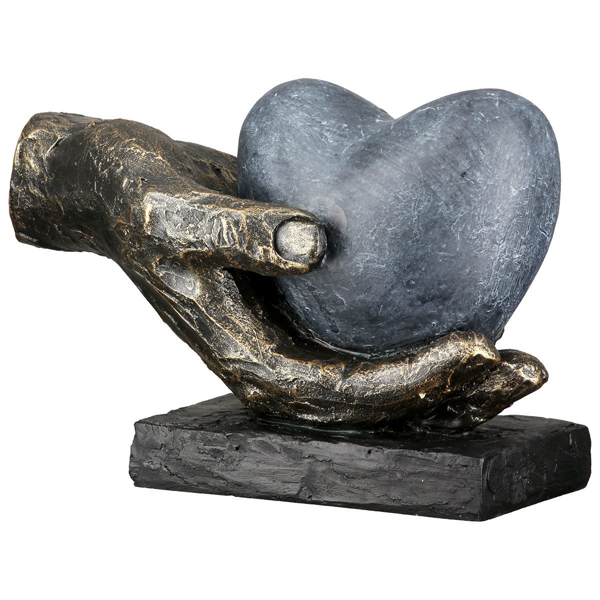 Skulptur Hand mit Herz bronzefarben