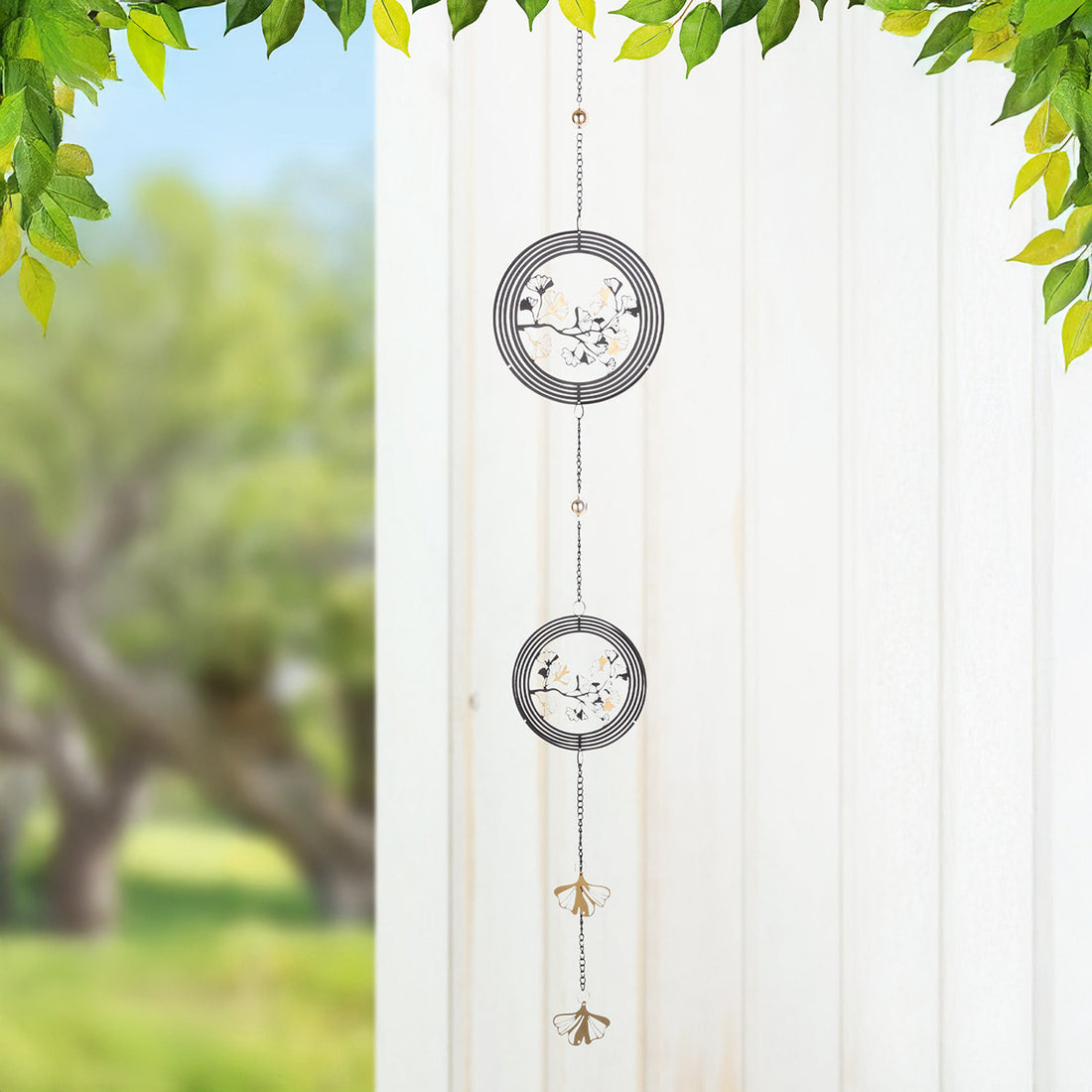 Ginkgo Girlande aus Metall<br>für Fenster und Wand
