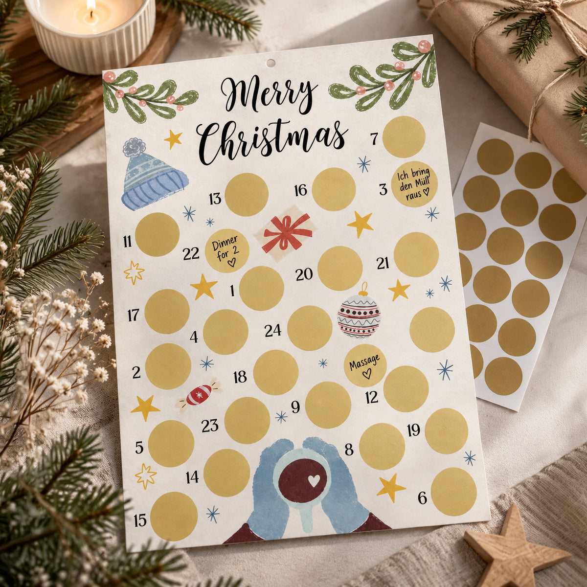 Adventskalender zum Selbstgestalten aus Apfelpapier
