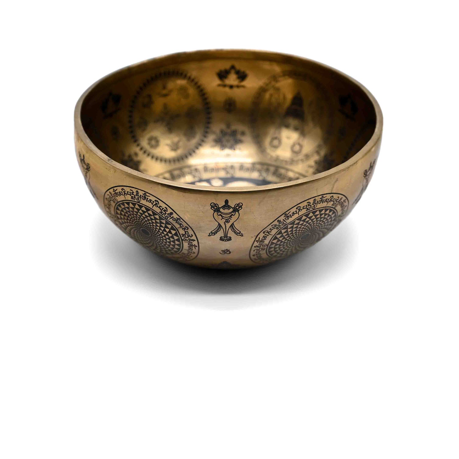 Campana tibetana incisa con figura di Buddha – 23 cm