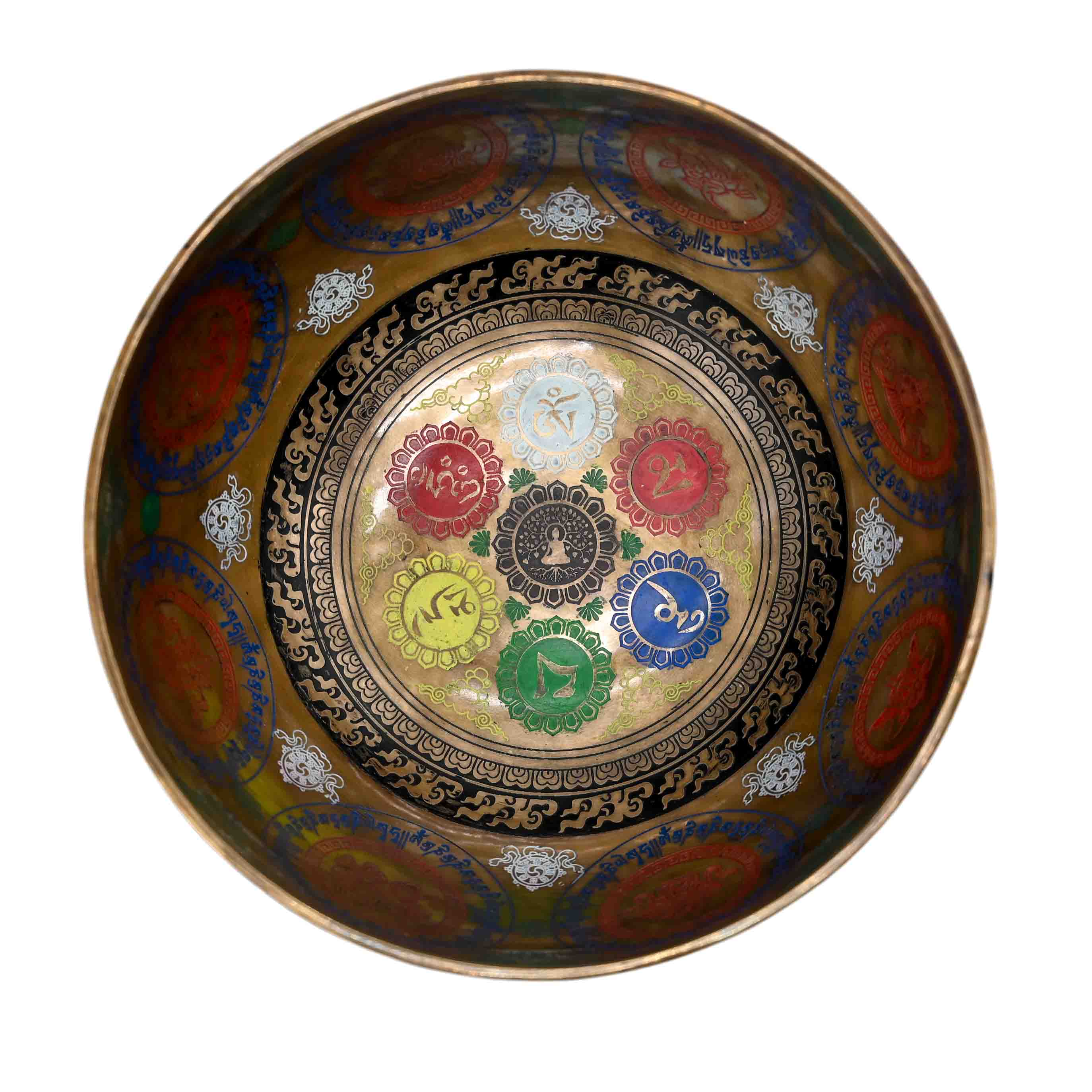 Campana tibetana incisa a colori – 24 cm