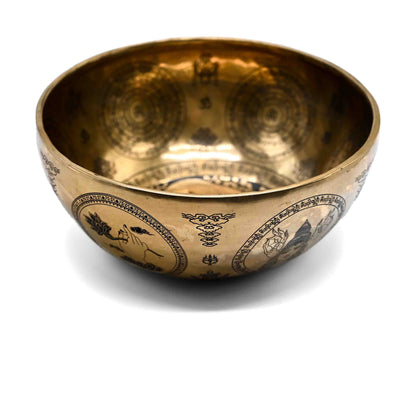 Campana tibetana incisa con figura di Buddha – 26 cm