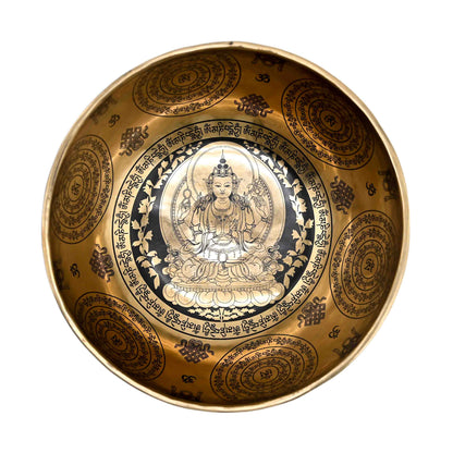 Campana tibetana incisa con figura di Buddha – 26 cm