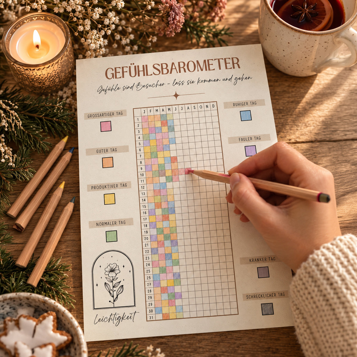 Gefühlsbarometer aus Apfelpapier