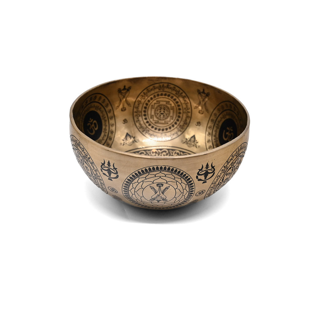 Klangschale Gold mit schwarzer Gravur, Ø 20 cm