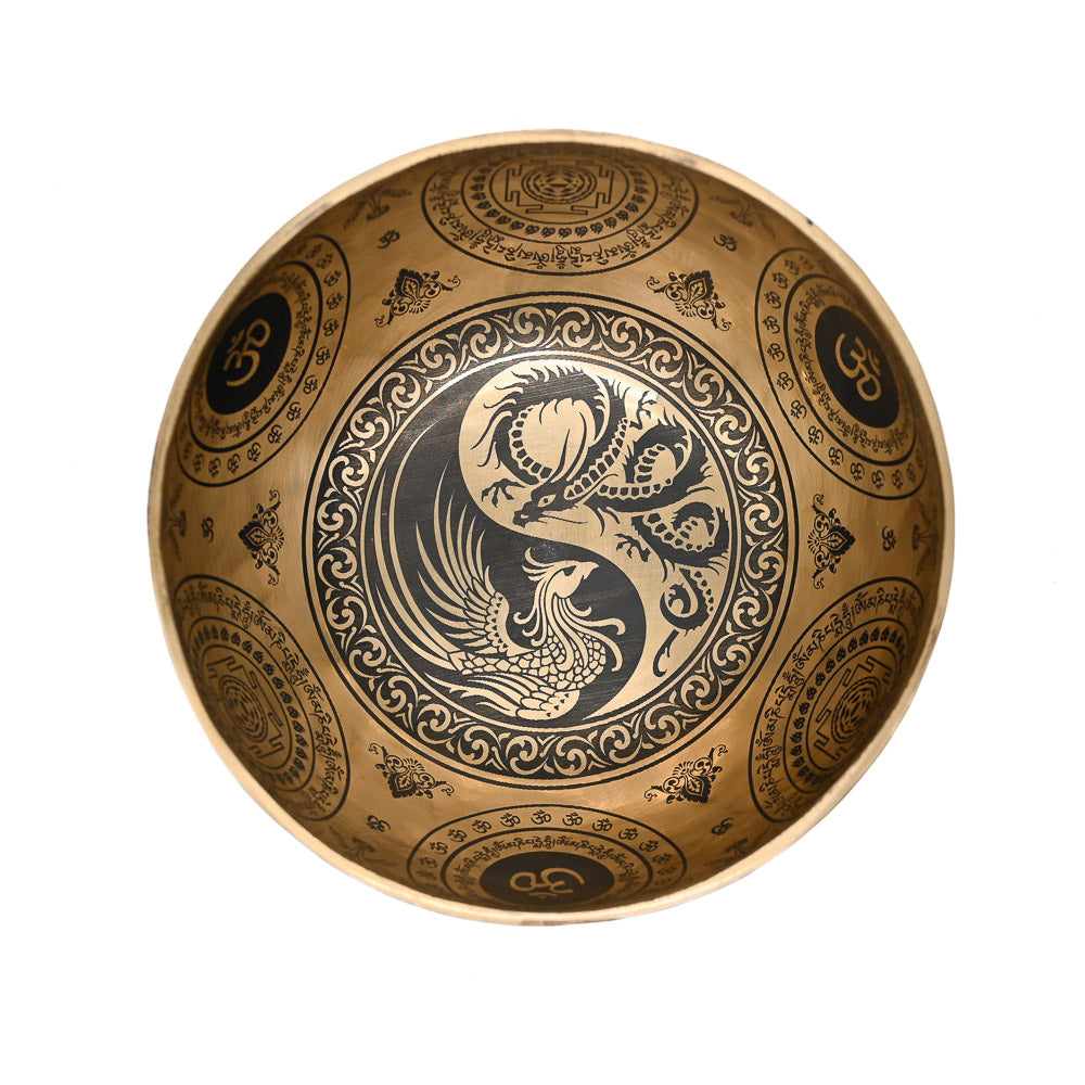 Klangschale Gold mit schwarzer Gravur, Ø 20 cm