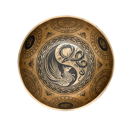 Klangschale Gold mit schwarzer Gravur, Ø 20 cm