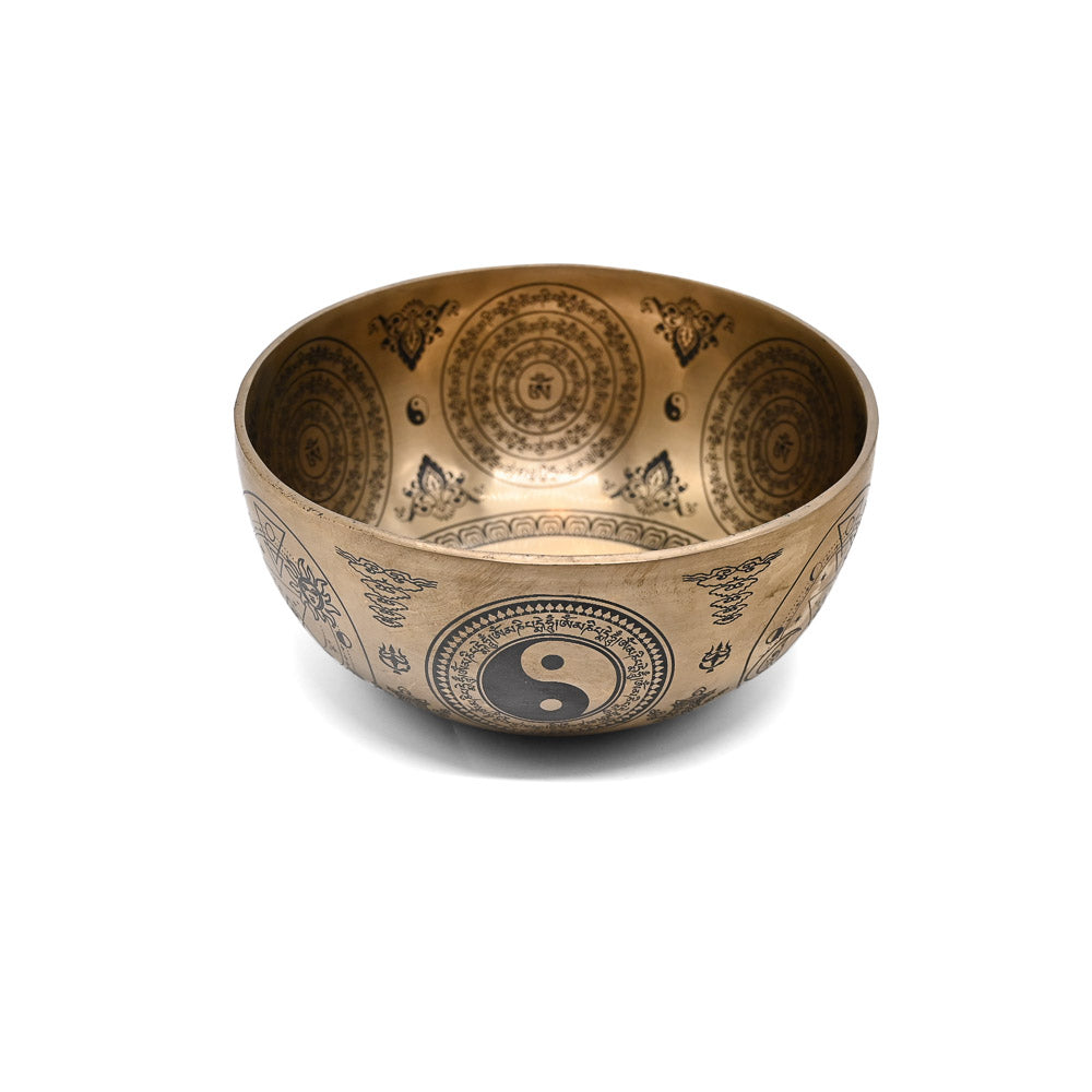 Klangschale Gold mit schwarzer Gravur, Ø 21 cm