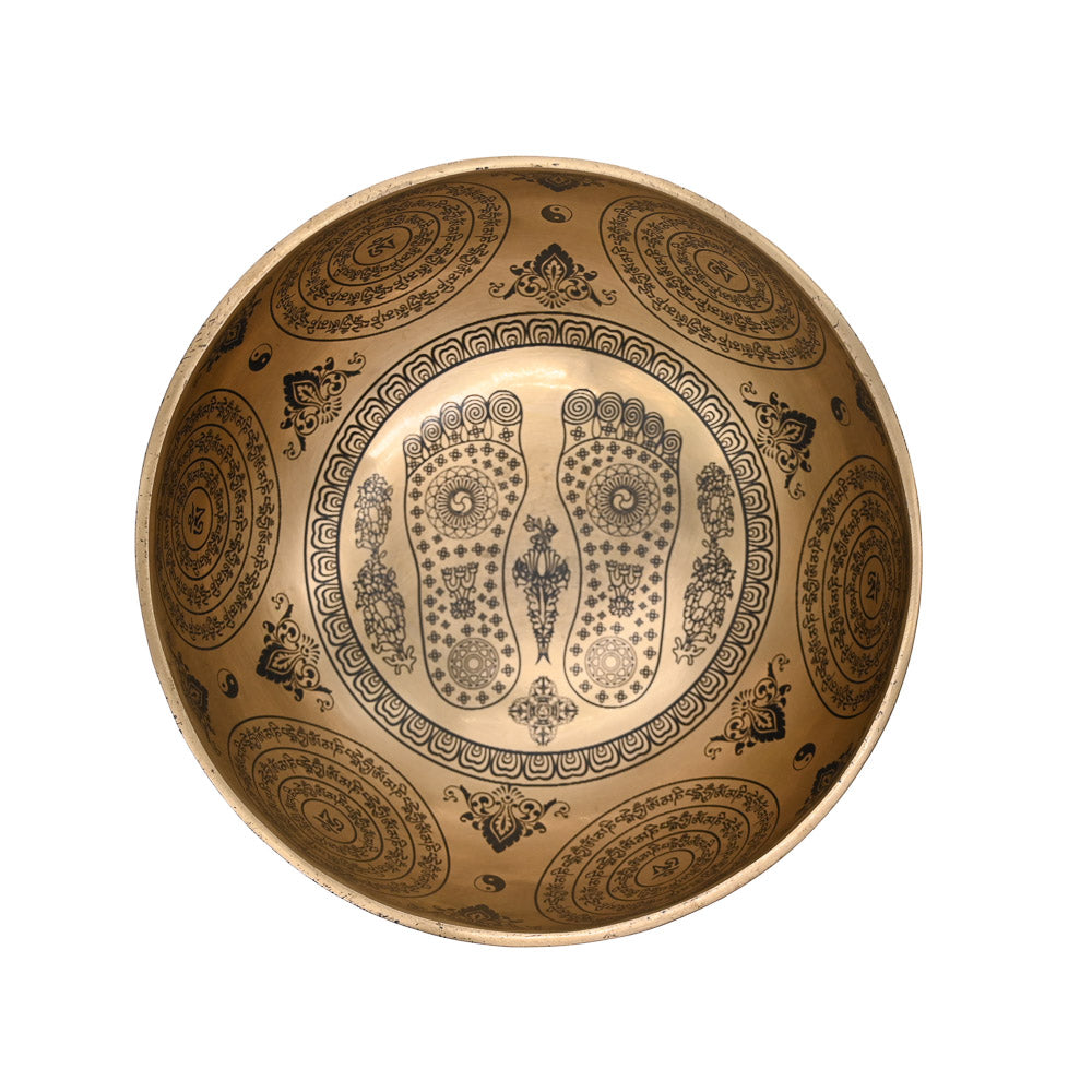 Klangschale Gold mit schwarzer Gravur, Ø 21 cm