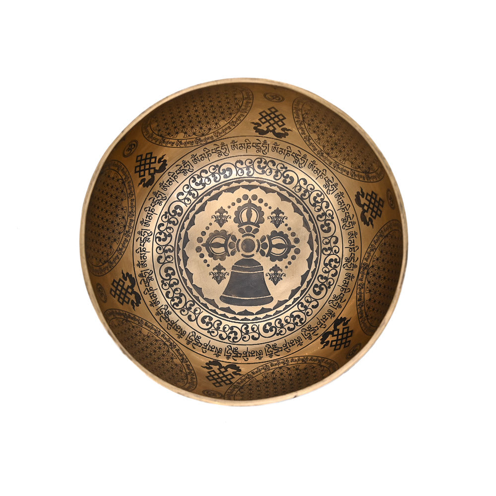 Klangschale Gold mit schwarzer Gravur, Ø 18 cm