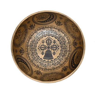 Klangschale Gold mit schwarzer Gravur, Ø 19.5 cm