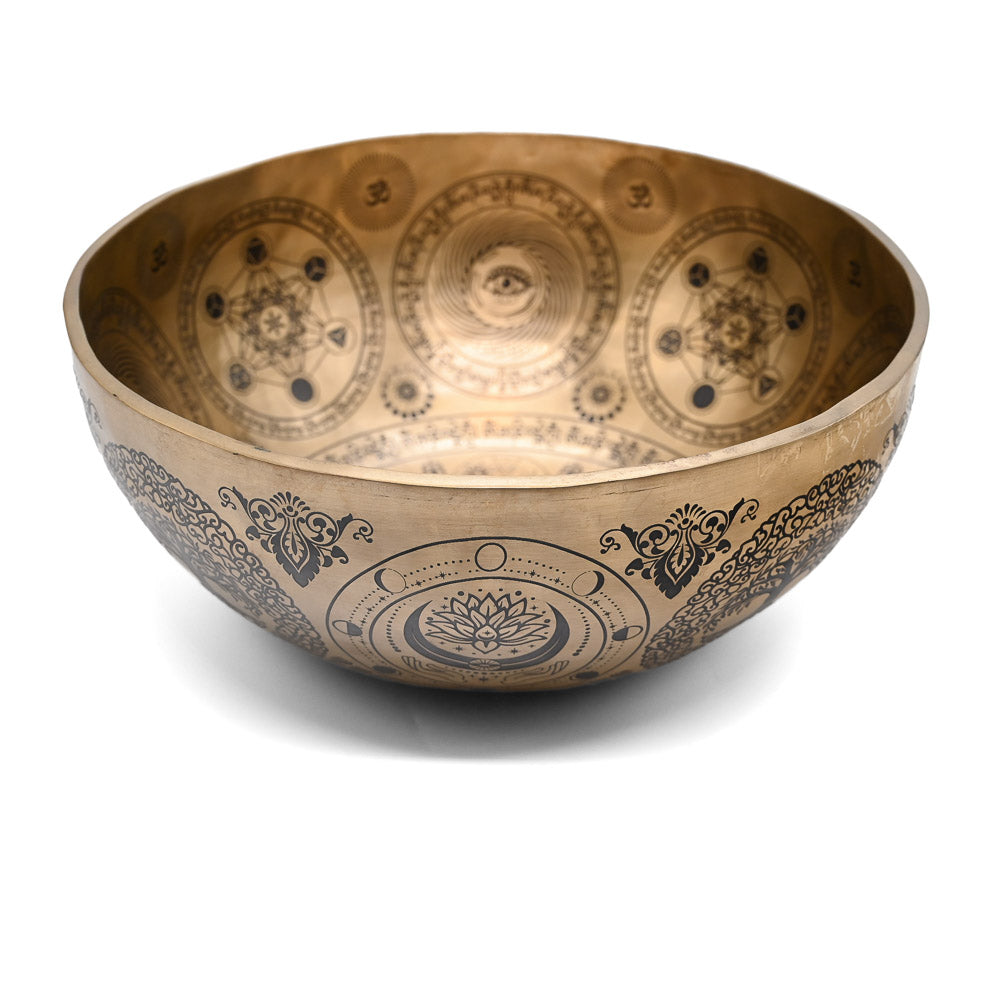 Klangschale Gold  Ø 36 cm mit schwarzer Gravur