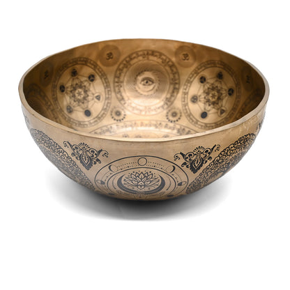 Klangschale Gold  Ø 36 cm mit schwarzer Gravur
