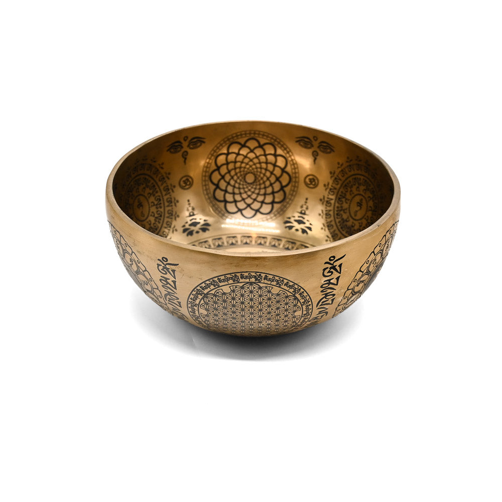 Klangschale Gold mit schwarzer Gravur, Ø 20.5 cm