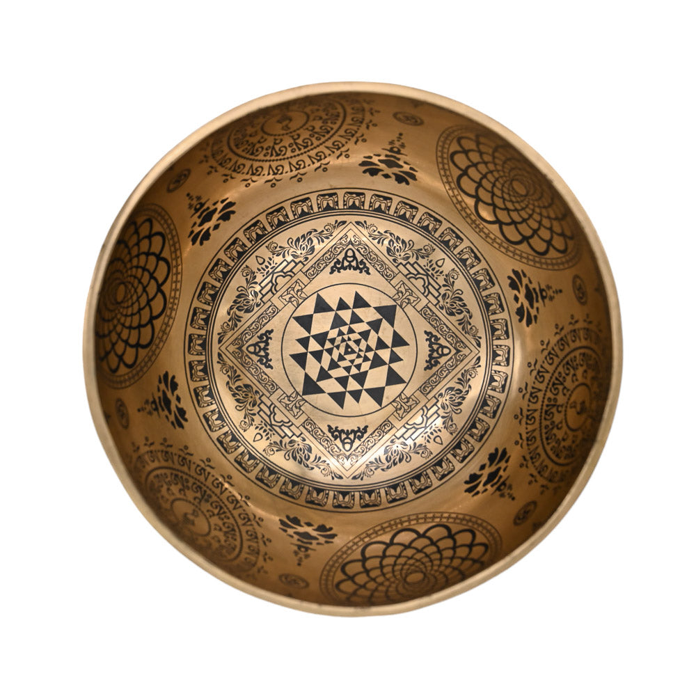 Klangschale Gold mit schwarzer Gravur, Ø 20.5 cm