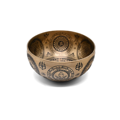 Klangschale Gold mit schwarzer Gravur, Ø 19 cm