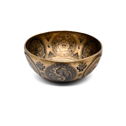 Klangschale Gold mit schwarzer Gravur, Ø 25 cm