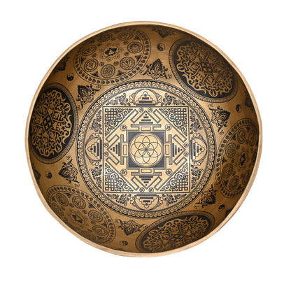 Klangschale Gold mit schwarzer Gravur, Ø 25 cm