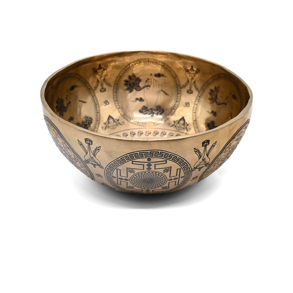 Singing bowl gold with black engraving, Ø 28 cm