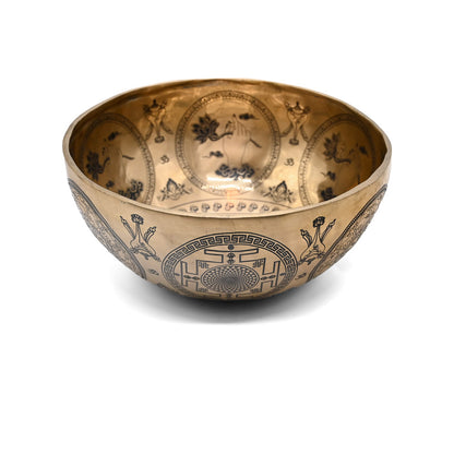 Klangschale Gold mit schwarzer Gravur, Ø 28 cm