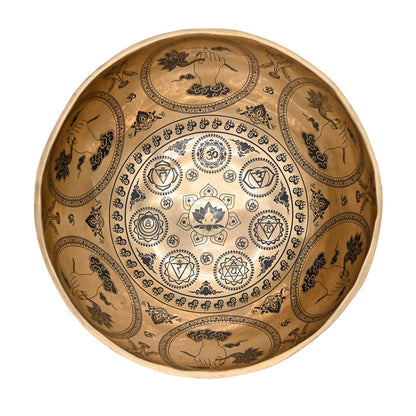 Klangschale Gold mit schwarzer Gravur, Ø 28 cm