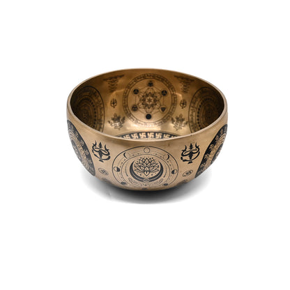 Klangschale Gold mit schwarzer Gravur, Ø 19 cm