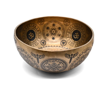 Klangschale Gold mit schwarzer Gravur, Ø 30 cm