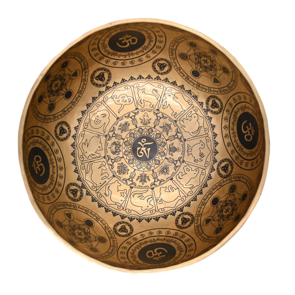 Klangschale Gold mit schwarzer Gravur, Ø 30 cm