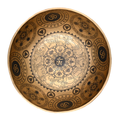Klangschale Gold mit schwarzer Gravur, Ø 30 cm