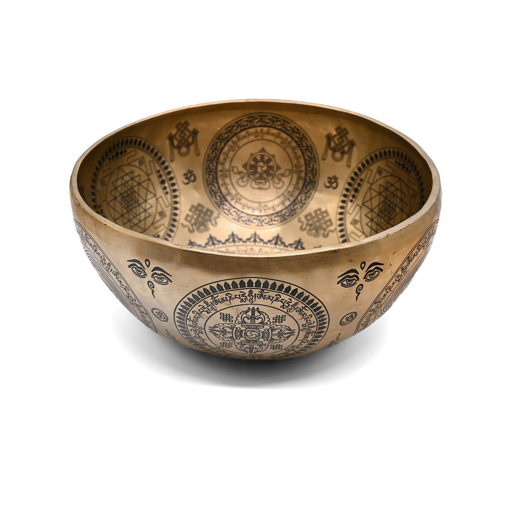 Klangschale Gold mit schwarzer Gravur, Ø 30 cm